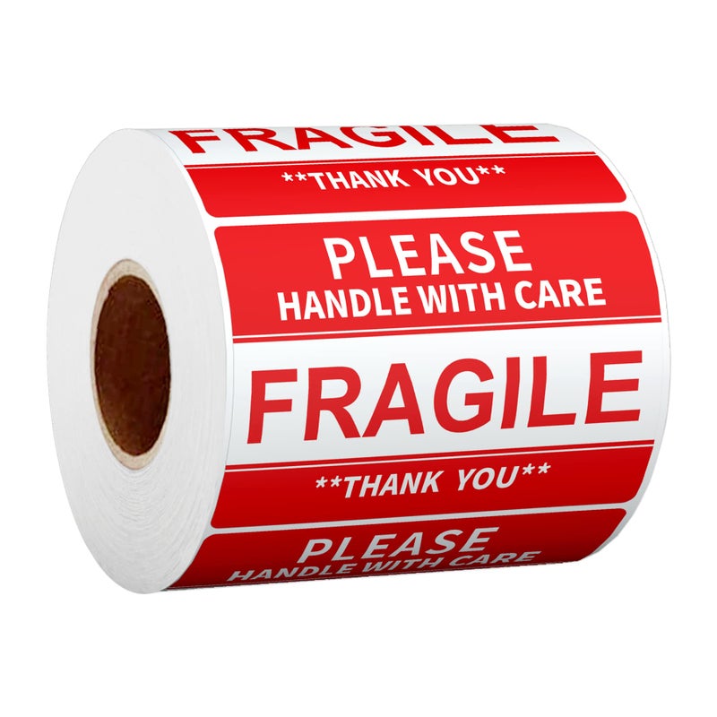 Anylabel 2" x 3" Fragile Stickers for Shipping and Moving Please Handle with Care Fragile Thank You Do Not Drop, Warning Stickers Fragile Labels, Permanent Adhesive(500 Labels, 1 Roll) - Image 1